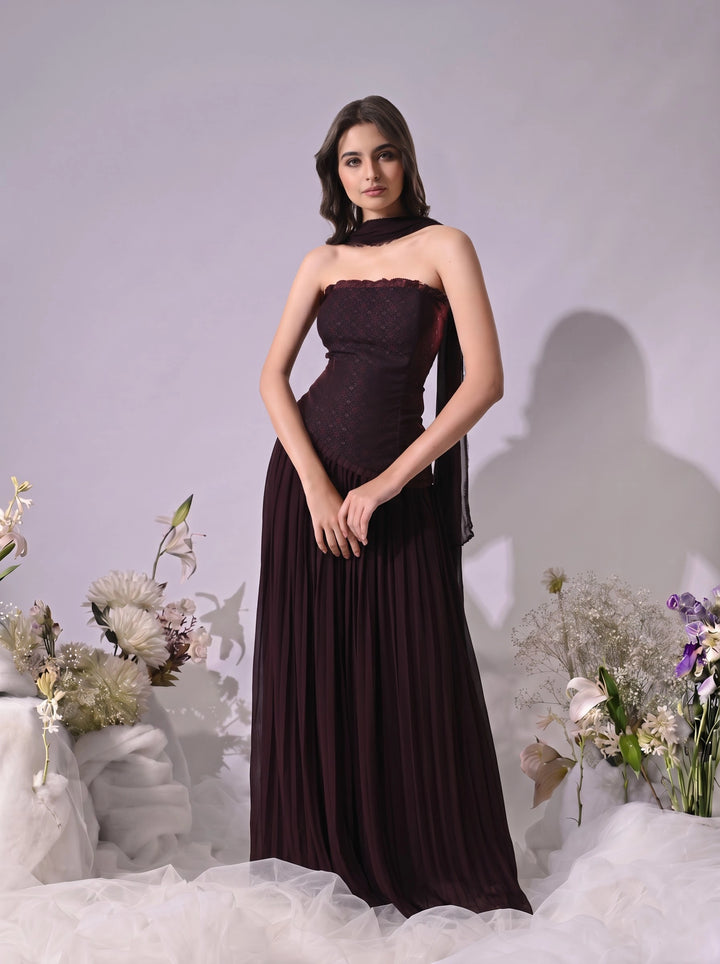 Mae, Indo Western Skirt Set (Wine)