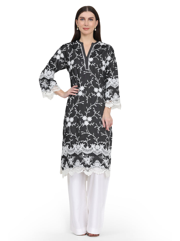 Sylvie Indo western, Loose Fit Kurta Only (Raven Black)