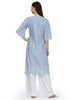 Myra, Loose Fit Schiffli Indo western Kurta Only (Aero Blue)