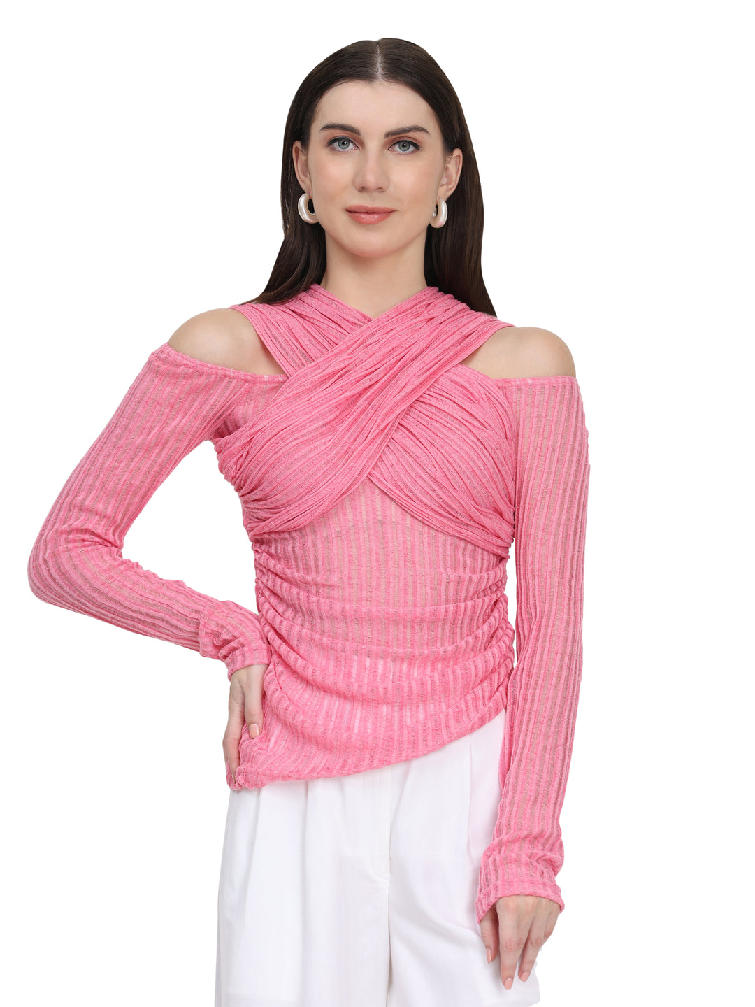 Gianna, Slim Fit Jersey Western Wear Top Only (Flamingo Pink)