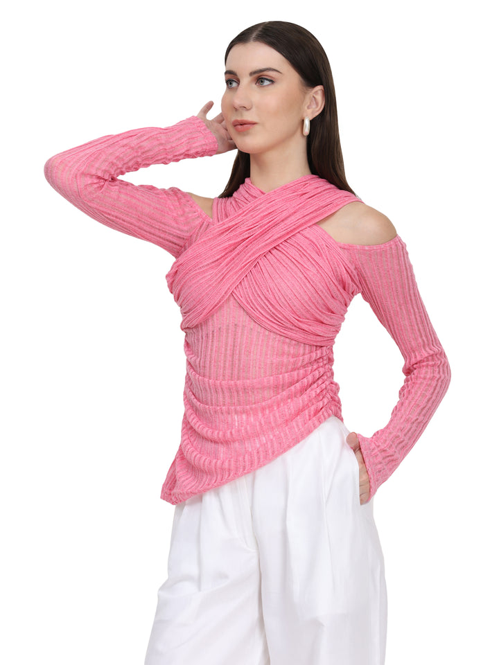 Gianna, Slim Fit Jersey Western Wear Top Only (Flamingo Pink)