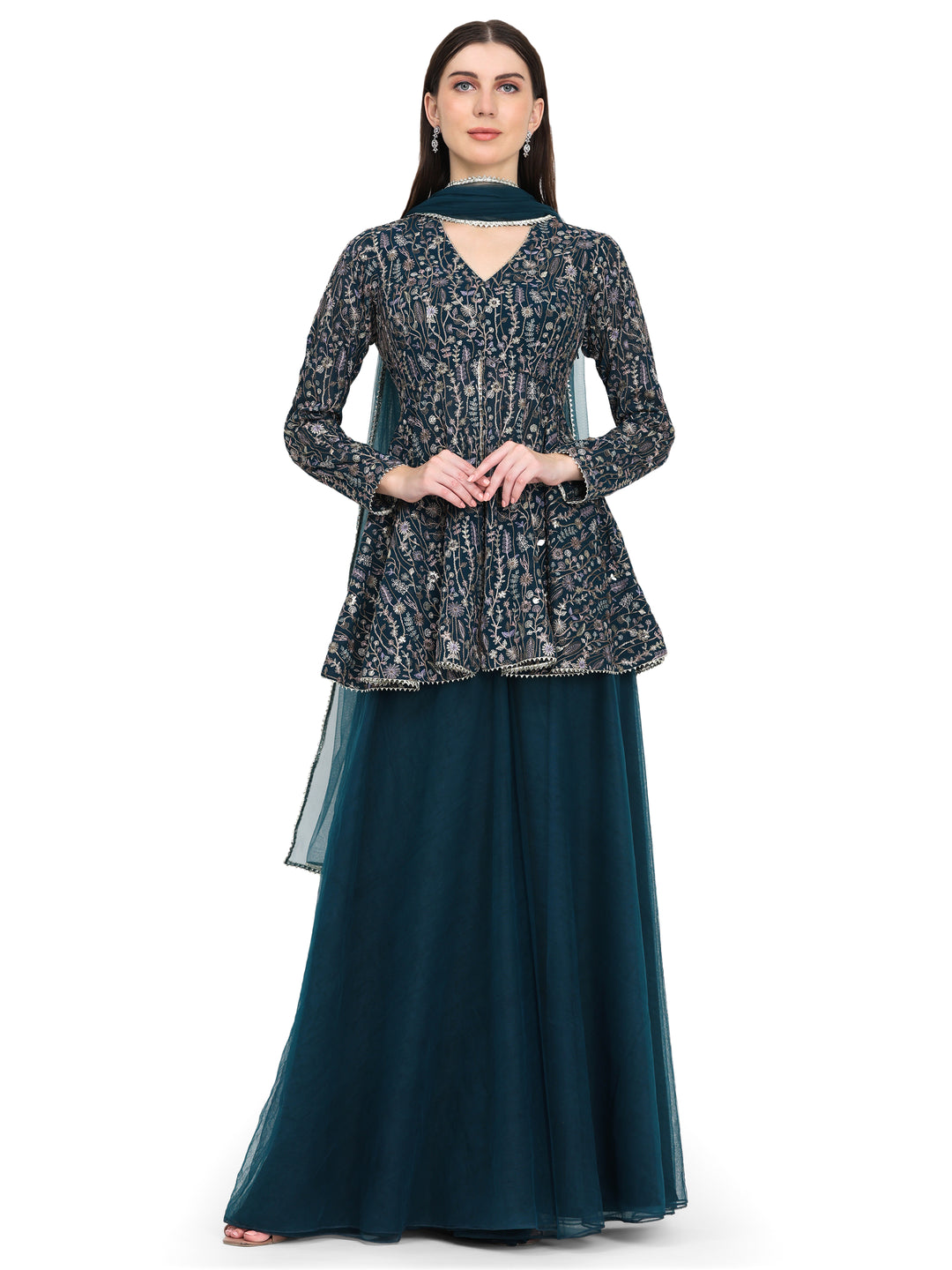 Ira, Georgette Sharara set (Teal)