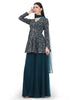 Ira, Georgette Indo western Sharara set (Teal)