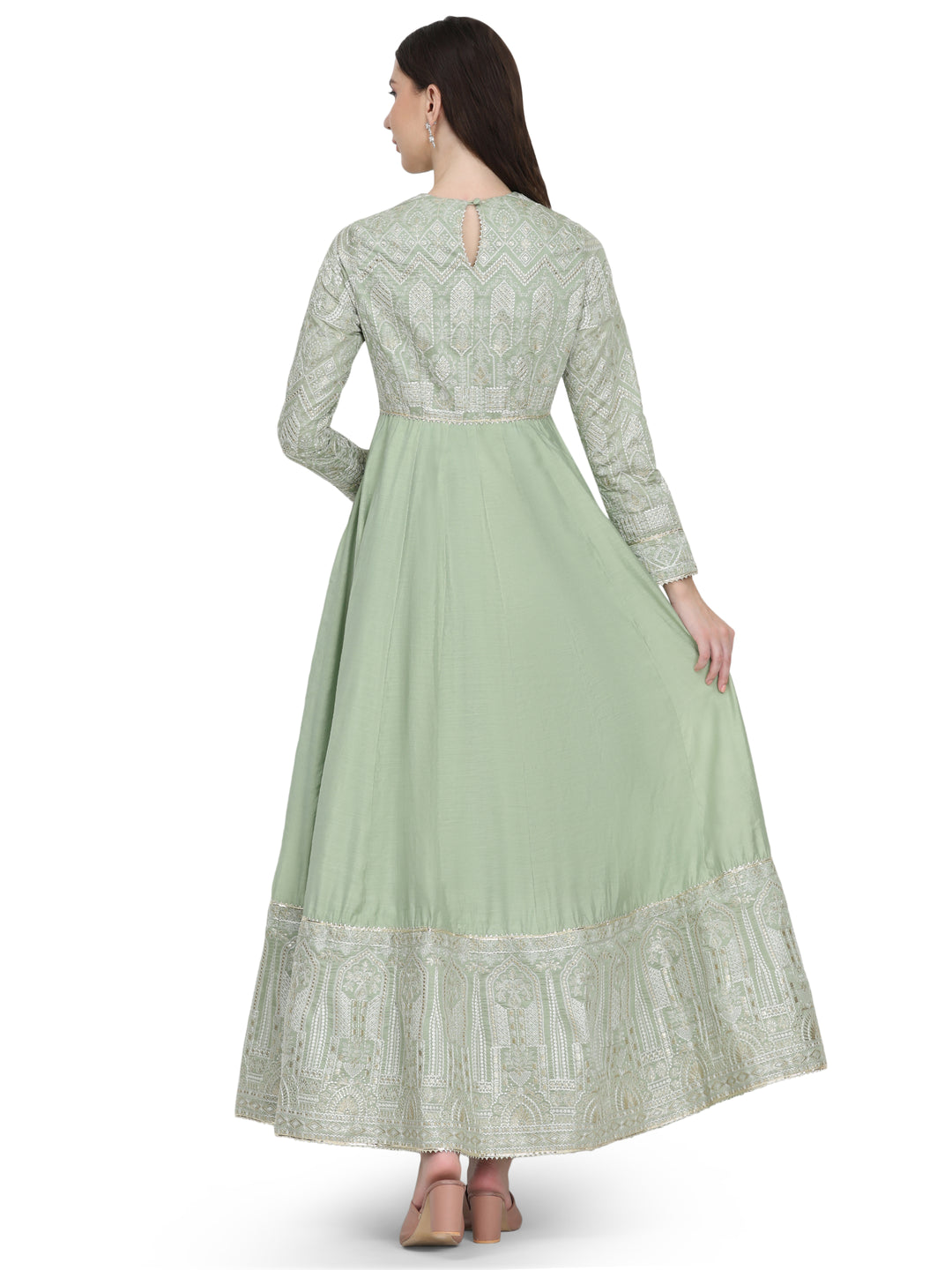 Sierra, Relaxed Fit Anarkali Kurta set (Sage Green)