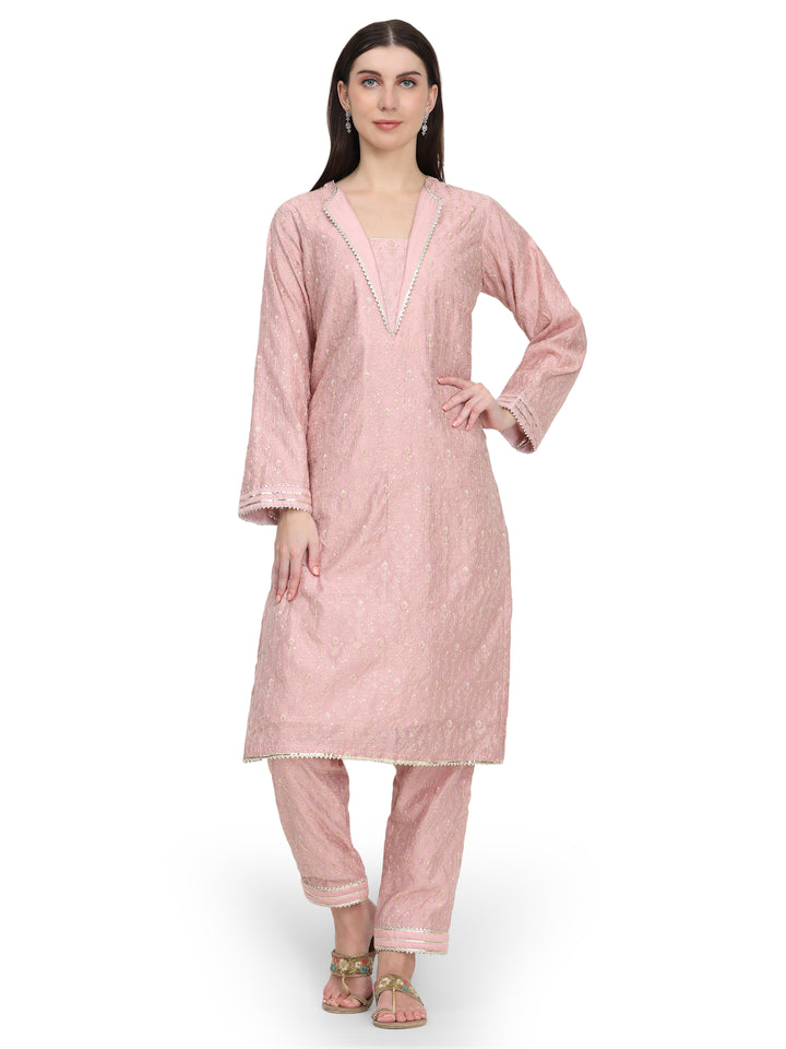 Aarna, Chanderi Indo western Kurta Set (Baby Pink)