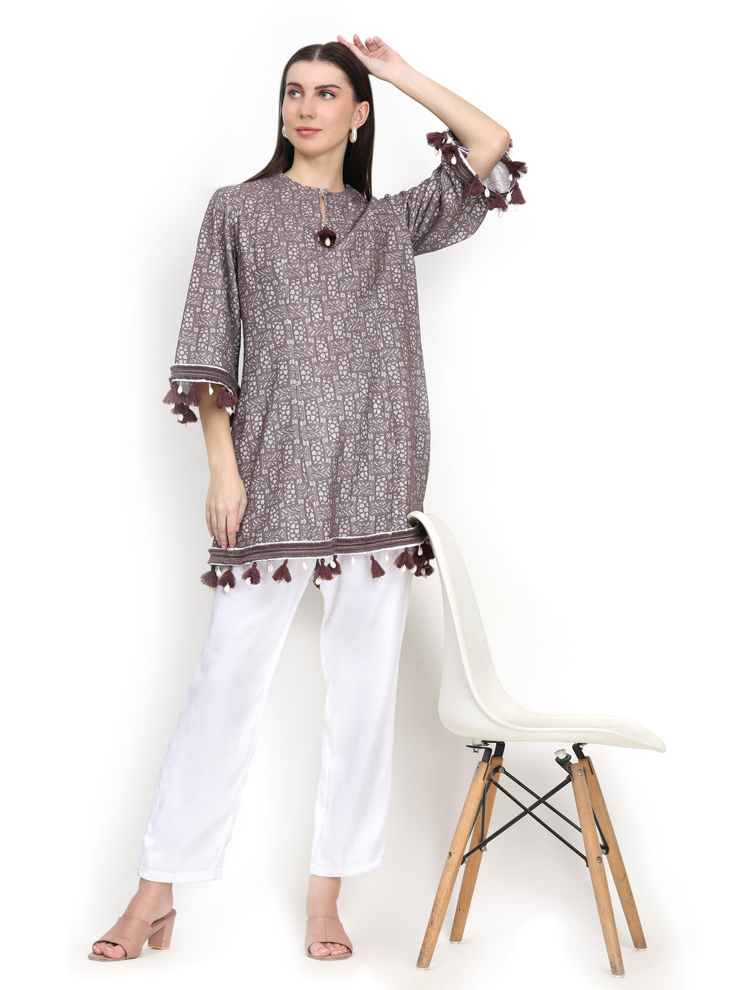 Shina, Relaxed Fit  Kurta Indo western set (Mauve)