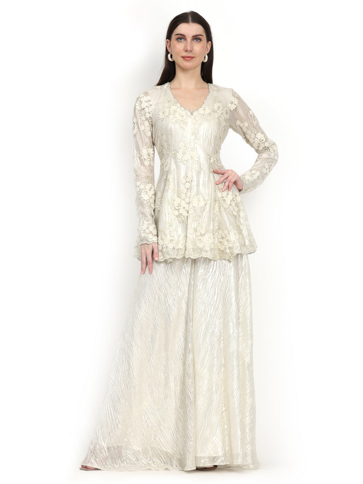 Suri, Relaxed Fit Sharara set (Cream)