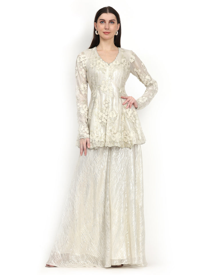 Suri, Sharara Indo western set (Light Ivory)