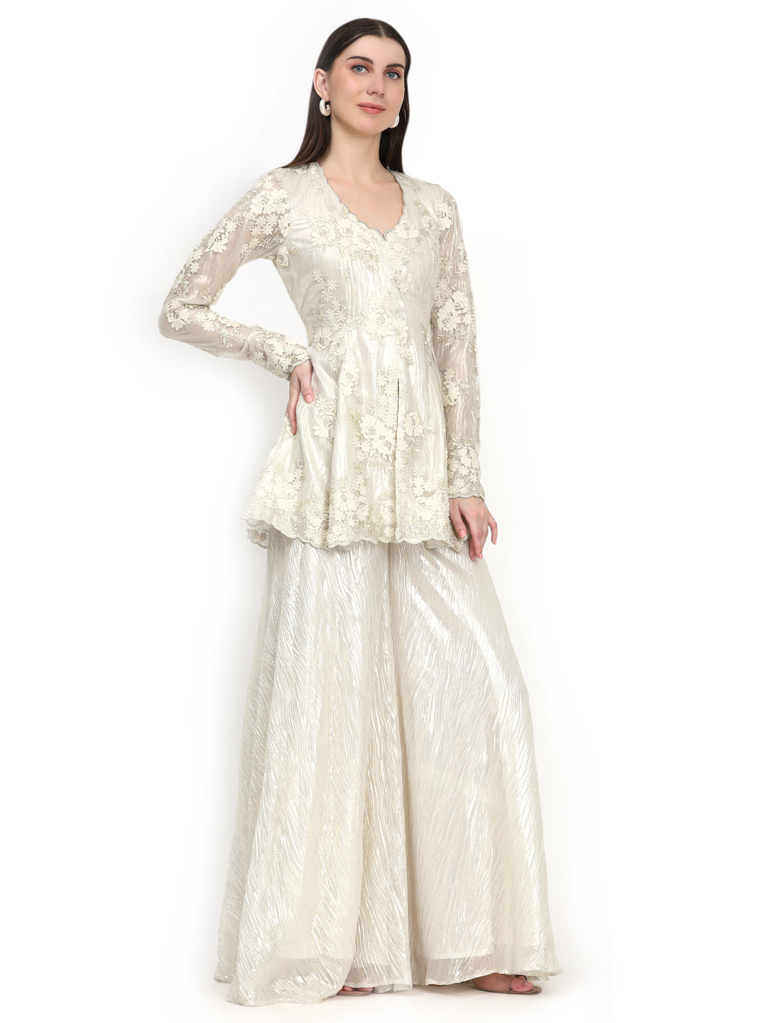 Suri, Relaxed Fit Sharara set (Cream)