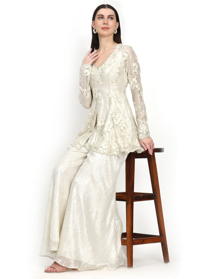 Suri, Relaxed Fit Sharara set (Cream)