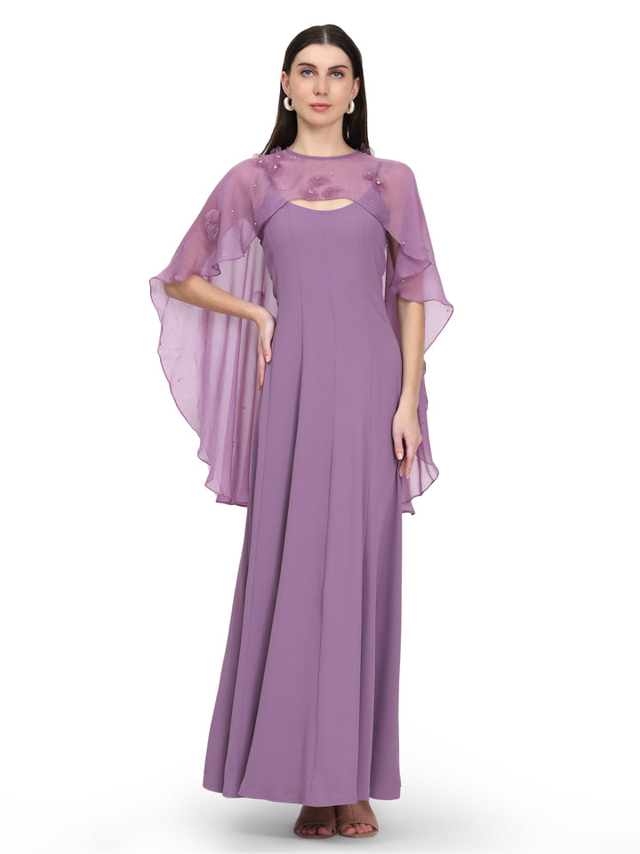 Rutvi, Tailored Fit organza Dress (Purple)