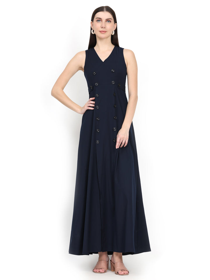 Amelia, Relaxed Fit Western Wear Dress (Denim Blue)