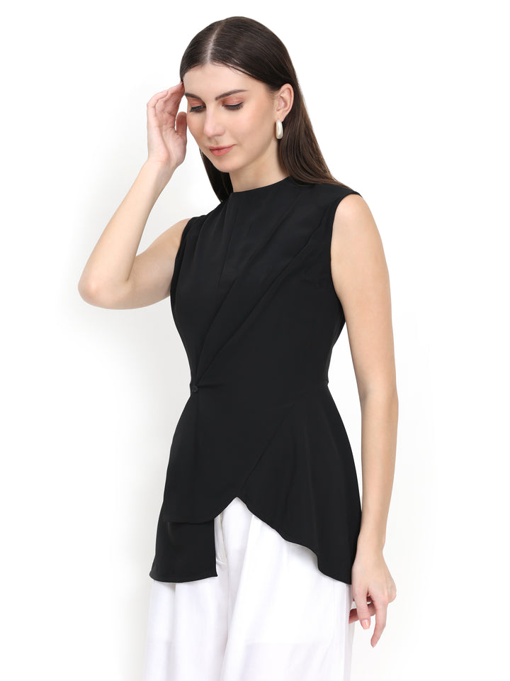 Nadia, Regular Fit Western Wear Top Only (Midnight Black)