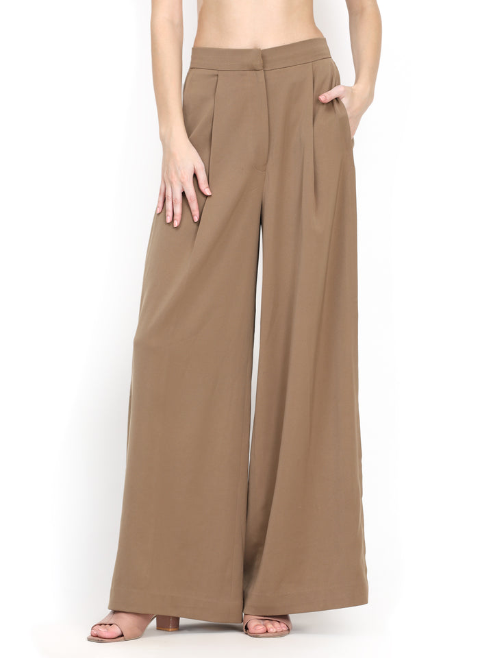 Nida, Regular Fit Japenese crepe Trouser Only (almond)