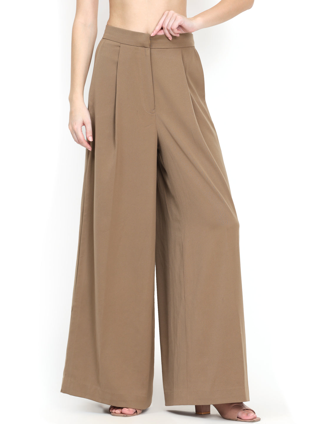 Nida, Regular Fit Japenese crepe Trouser Only (almond)