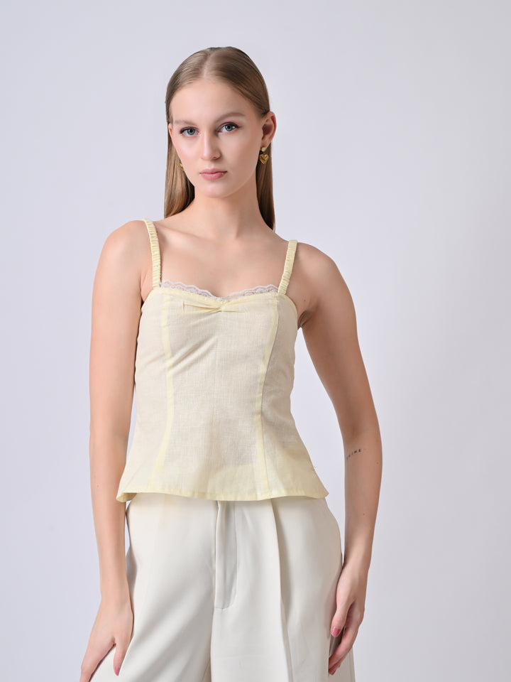 Buttercup Sweetheart Neck Peplum Cotton Top