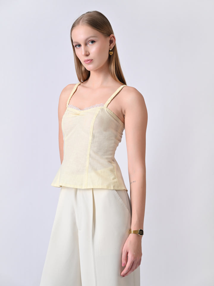 Buttercup Sweetheart Neck Peplum Cotton Top