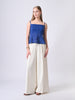 Elsa Electric Blue Schiffli Cotton Peplum Top