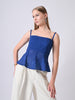 Elsa Electric Blue Schiffli Cotton Peplum Top