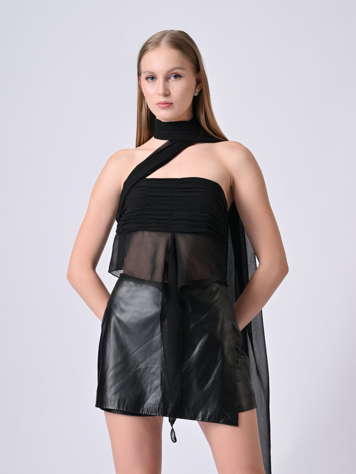 ZARAH Off-Shoulder Drape Top (Black)
