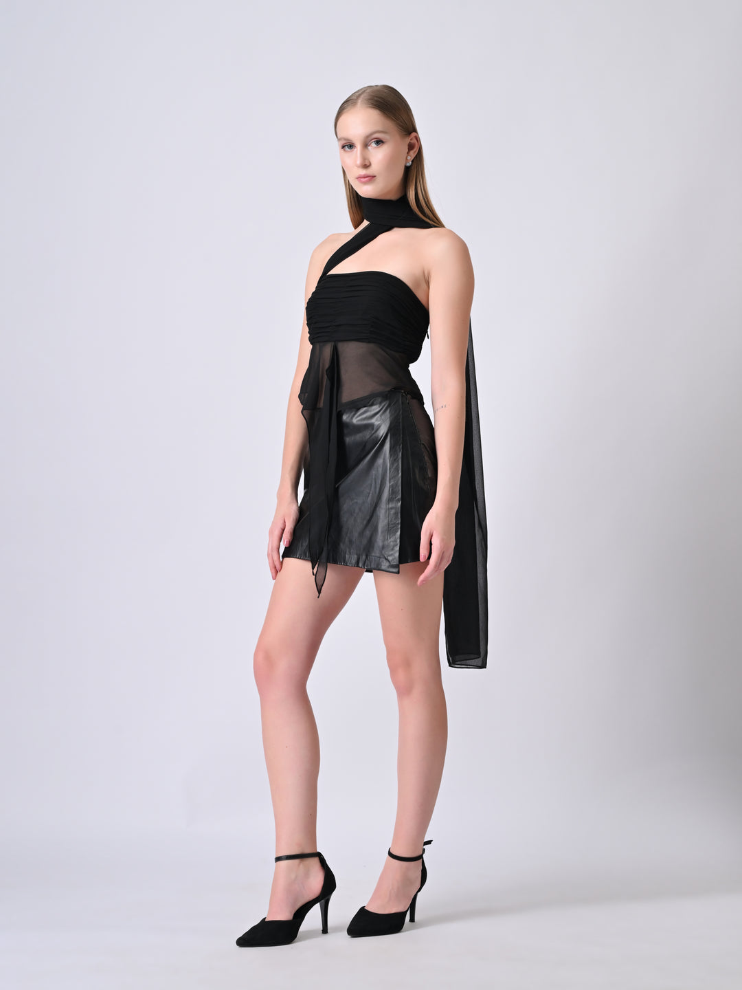 ZARAH Off-Shoulder Drape Top (Black)