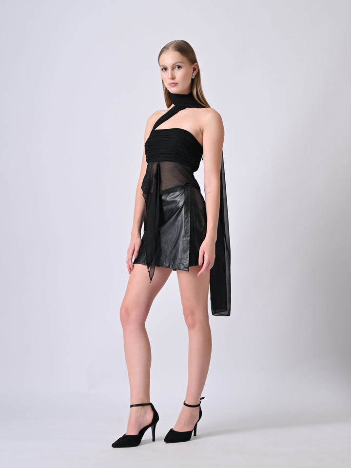 ZARAH Off-Shoulder Drape Top (Black)