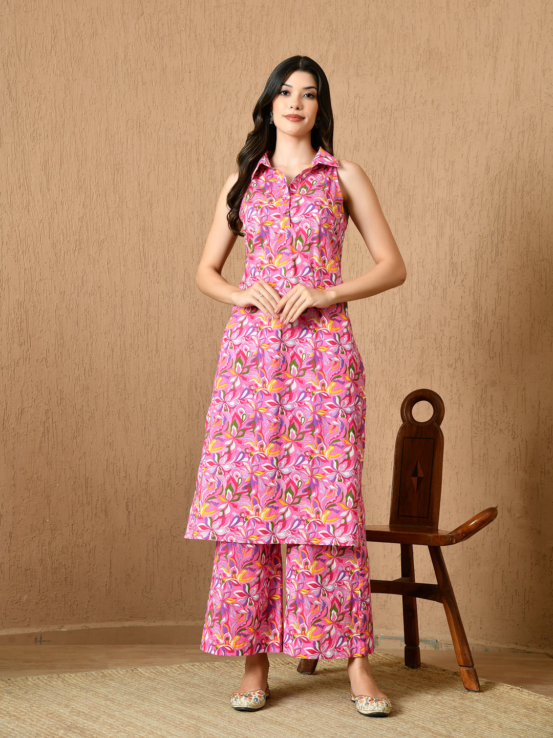 Seria Sleeveless Straight Fit Printed Cotton Kurta Set