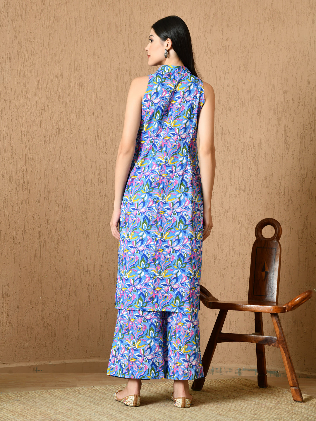 Seria Sleeveless Straight Fit Printed Cotton Kurta Set