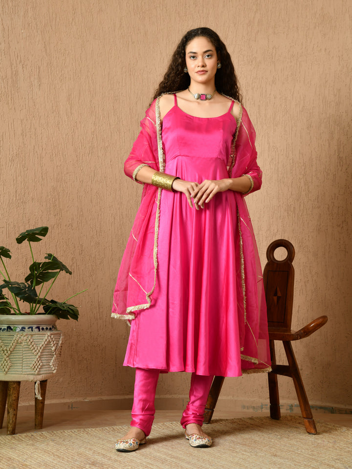 Kairi Flared Fit Kurta with Churidar & Dupatta Set