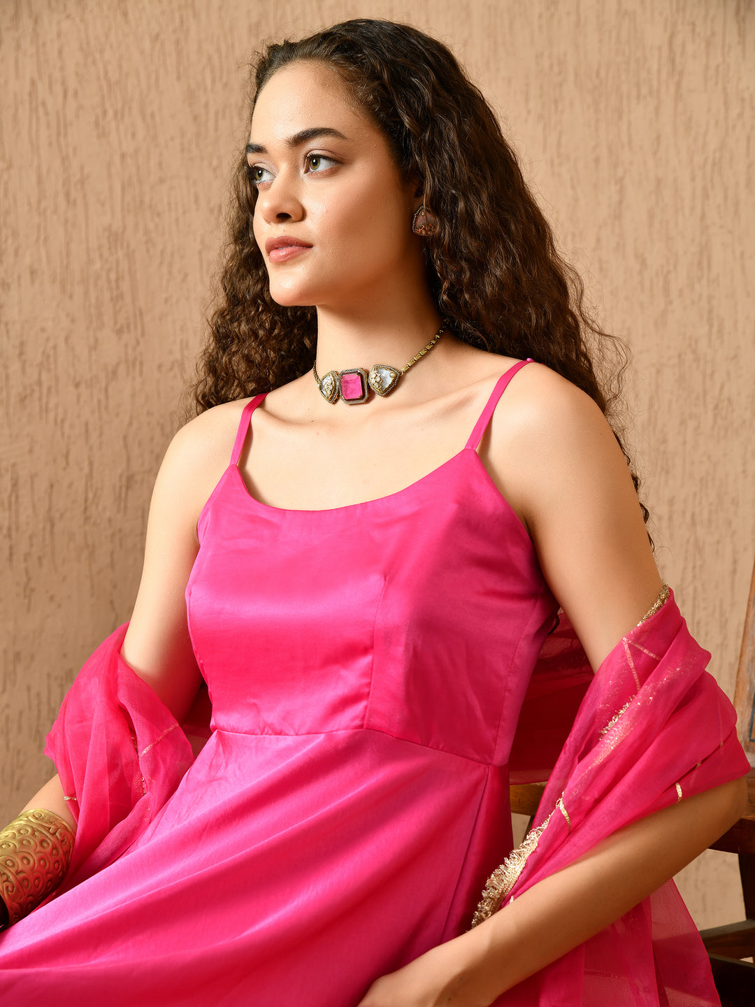 Kairi Flared Fit Kurta with Churidar & Dupatta Set