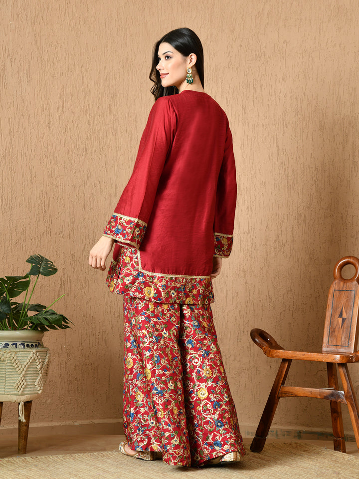 Iraaya Straight Kurta with Brocade Sharara & Dupatta Set