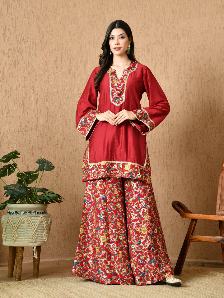 Iraaya Straight Kurta with Brocade Sharara & Dupatta Set