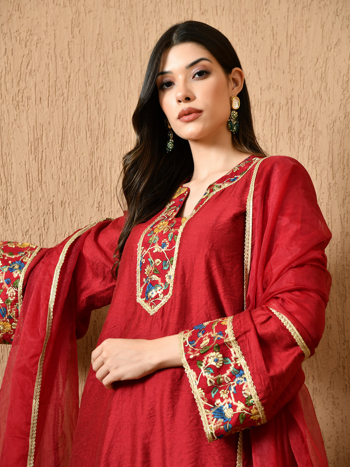 Iraaya Straight Kurta with Brocade Sharara & Dupatta Set