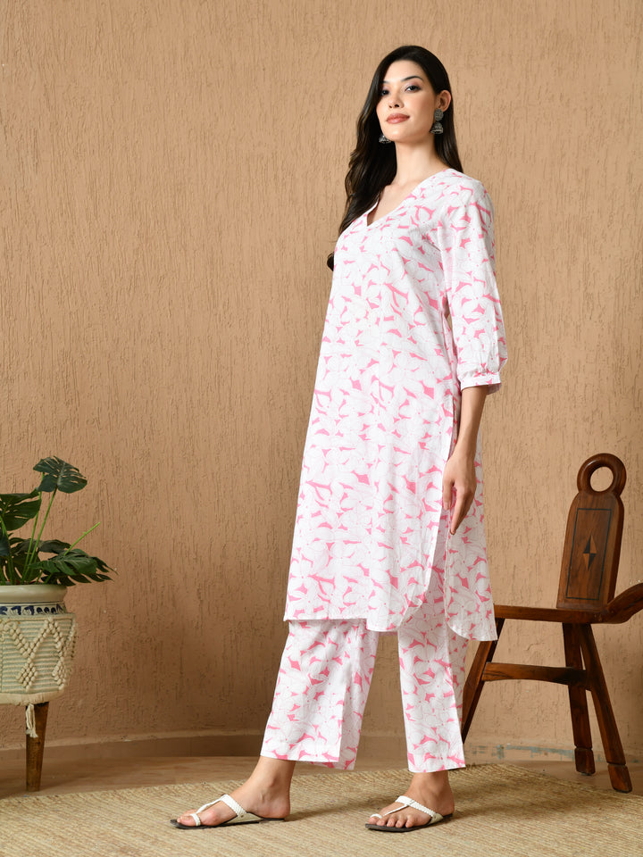 Grace Straight Fit Printed Cotton Kurta with Straight Pant