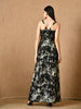 Adele Sleeveless Party Wear Long Dress (Black&Gold)