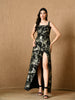 Adele Sleeveless Party Wear Long Dress (Black&Gold)