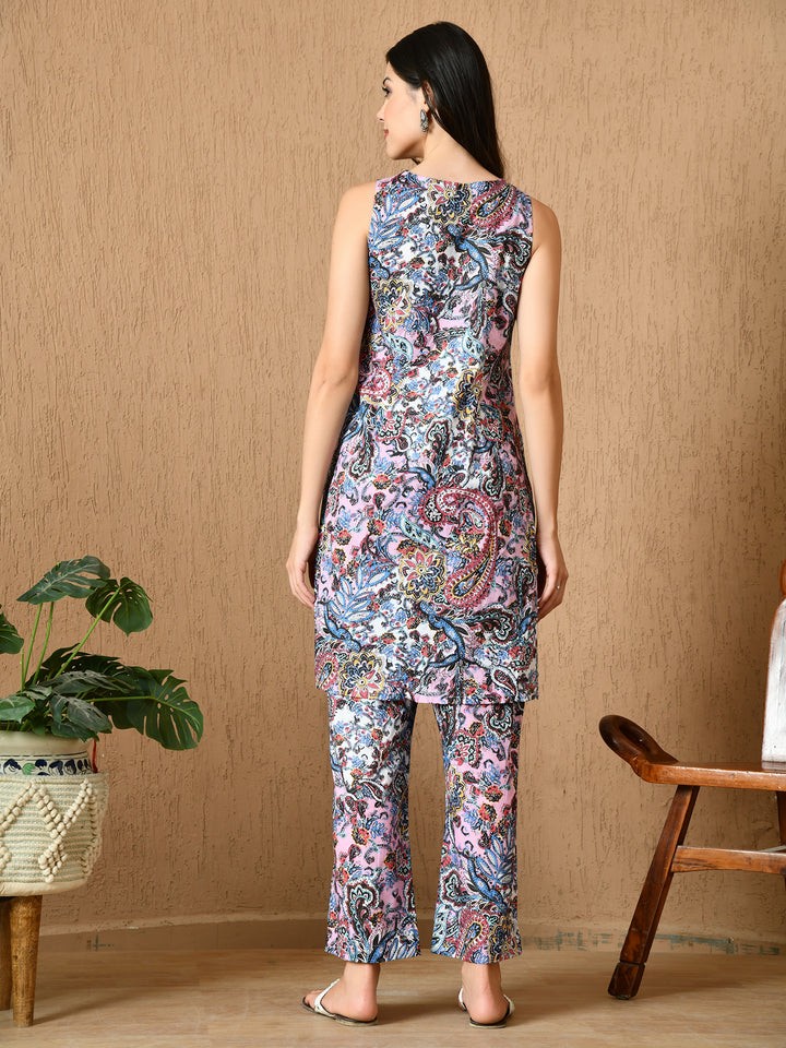 Kloe Regular Fit Multicolour Paisley Printed Cotton Kurta Set