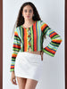 June Multicolor Stripe Tie-Front Crop Top