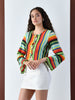 June Multicolor Stripe Tie-Front Crop Top