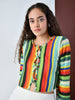 June Multicolor Stripe Tie-Front Crop Top