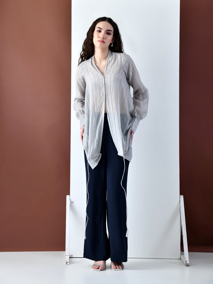 Pixie Grey Wrap Textured Shirt