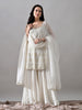 Alaya White Chikankari Indo-Western Sharara Set (White)