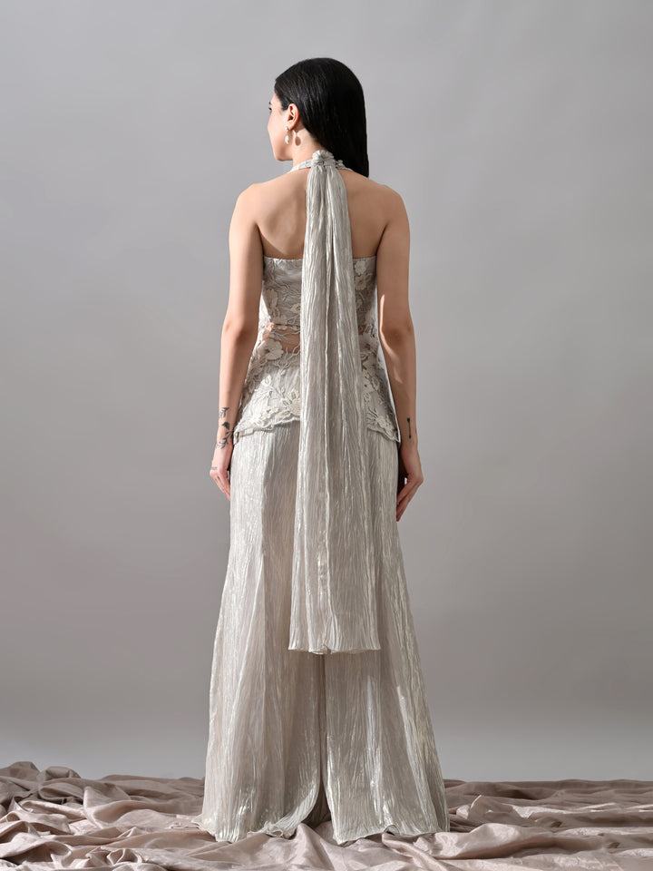 Neev Georgette Indo-Western Sharara Set (White)