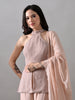Riva Indo-Western Mesh Georgette Sharara Set ( Hot Pink)