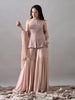 Riva Indo-Western Mesh Georgette Sharara Set ( Hot Pink)