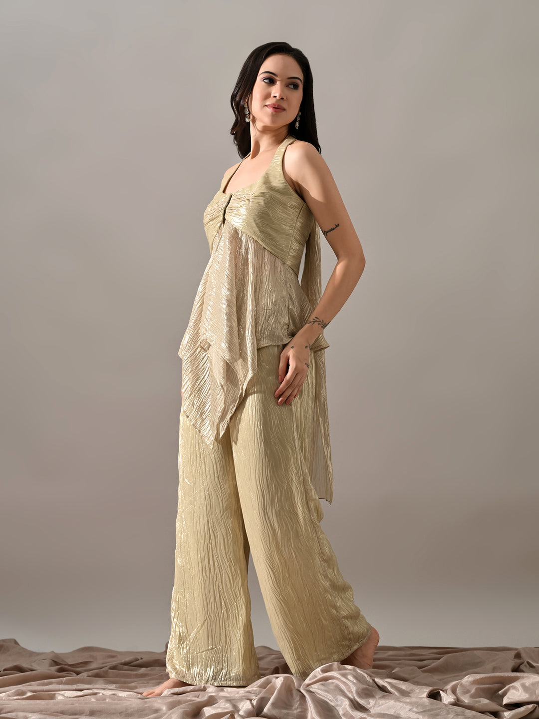 Neev Georgette Indo-Western Sharara Set (Green)