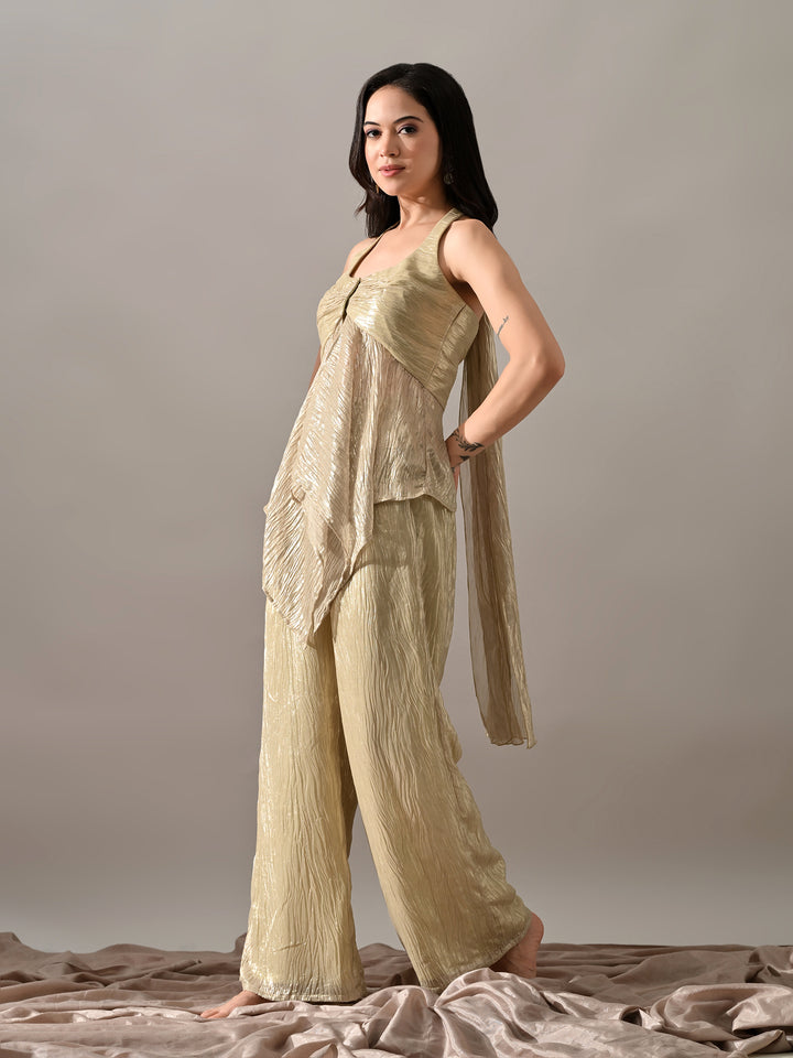 Neev Georgette Indo-Western Sharara Set (Green)