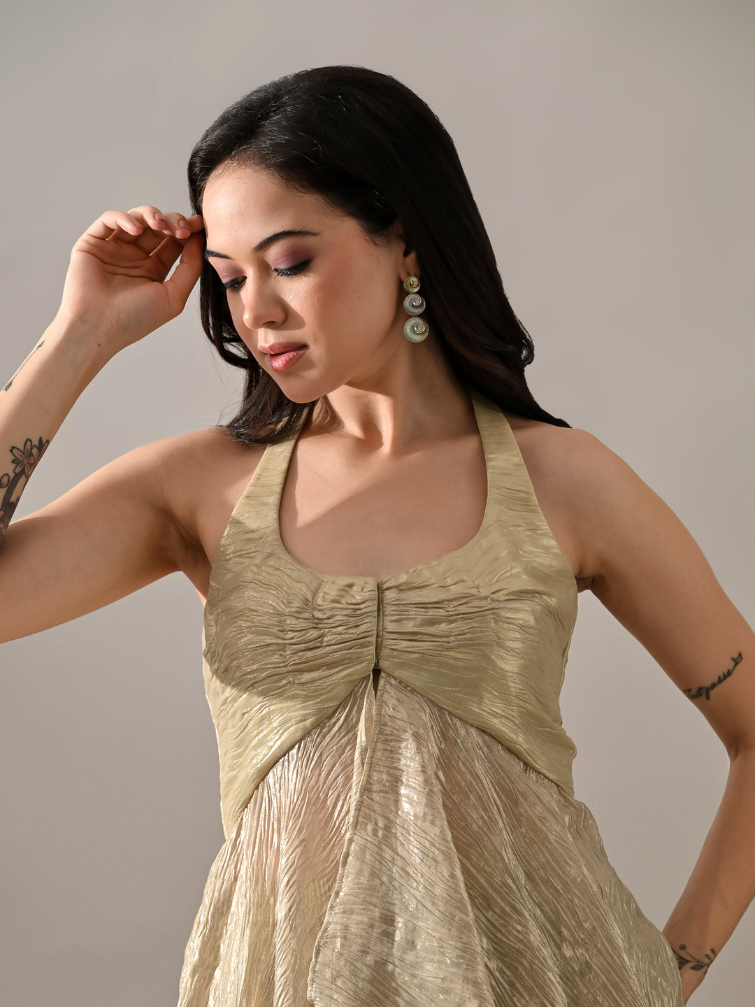 Neev Georgette Indo-Western Sharara Set (Green)