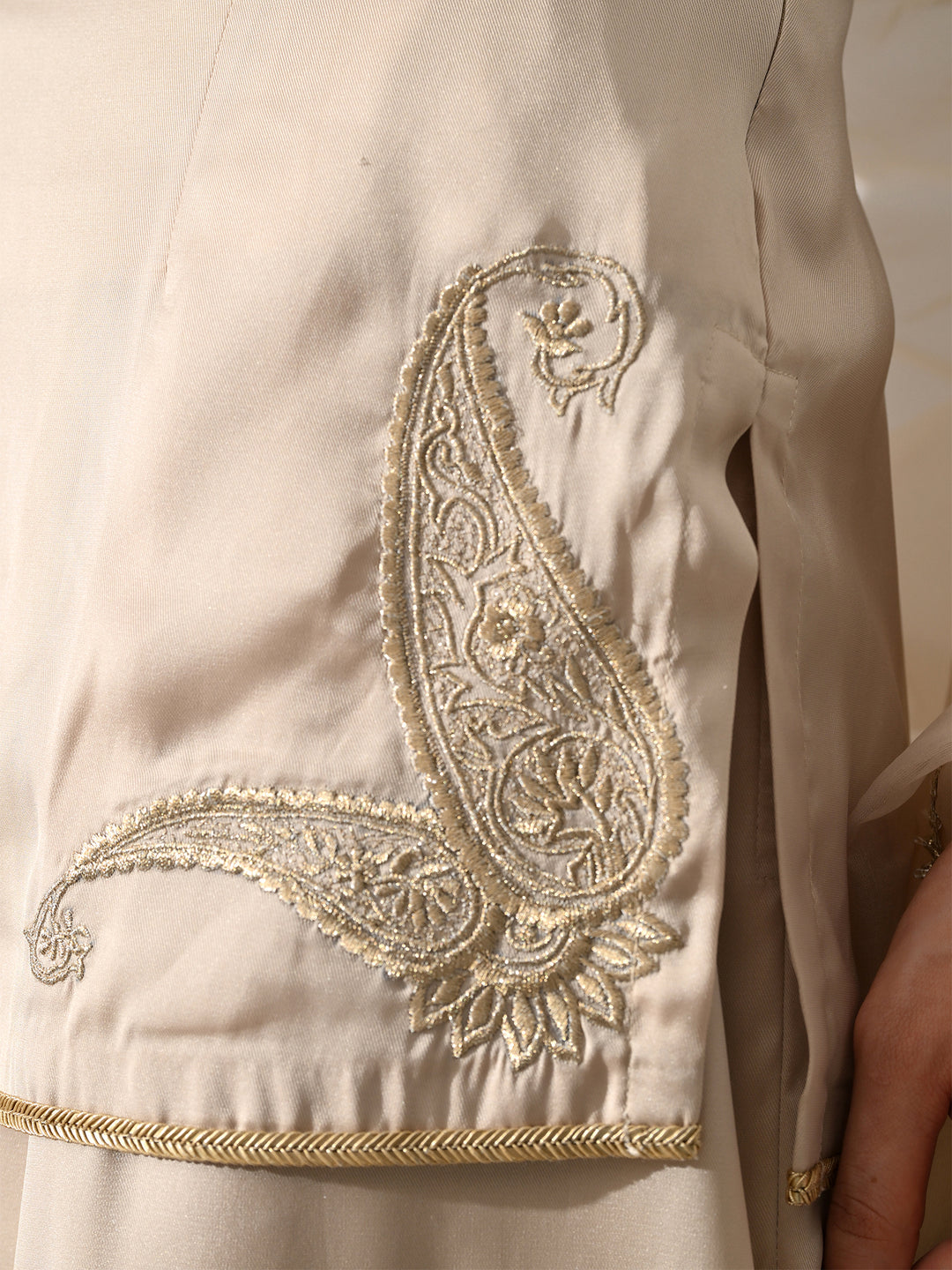 Raaya Indo-Western Satin Kurta Set (Beige)