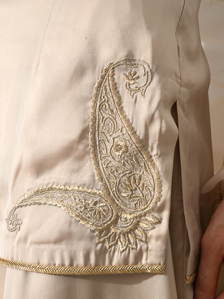 Raaya Indo-Western Satin Kurta Set (Beige)